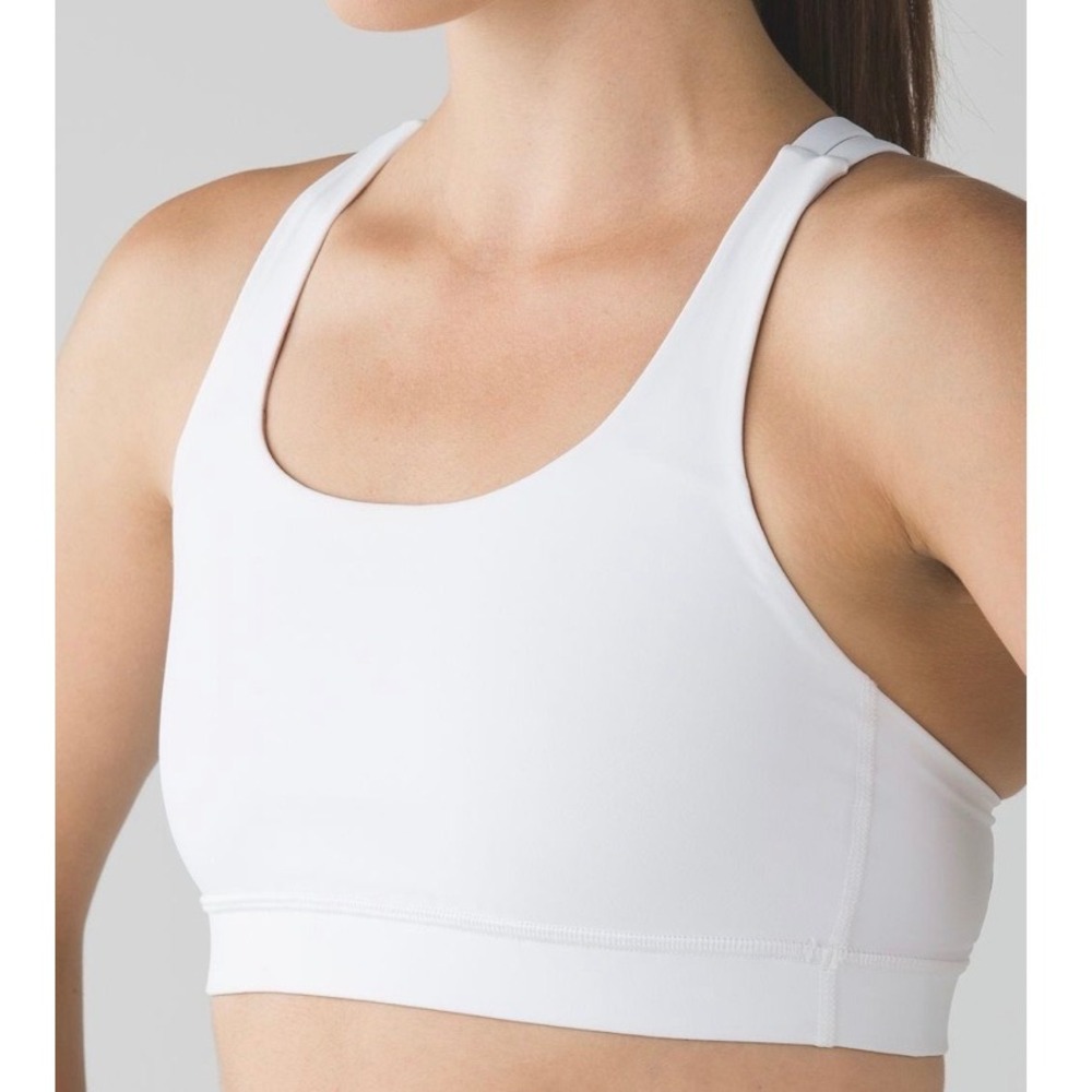 Lululemon Energy Bra White Strappy Back Yoga Sports Bra Size 8 W7408S
